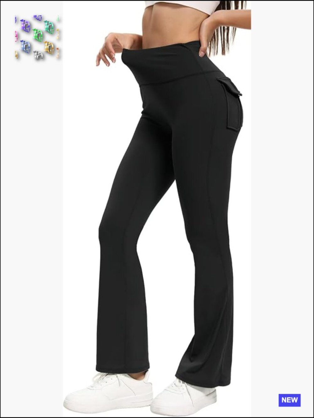 Flare Leggings with Pockets High Waisted Butt Lifting No Front Seam Tummy